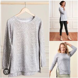 Stella and Dot zip side sweatshirt in leopard print